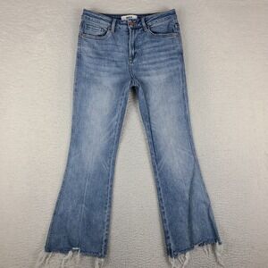 MICA Los Angeles Jeans Womens 5/27 Blue Flare Fray Leg Light Wash MDP-F124 *